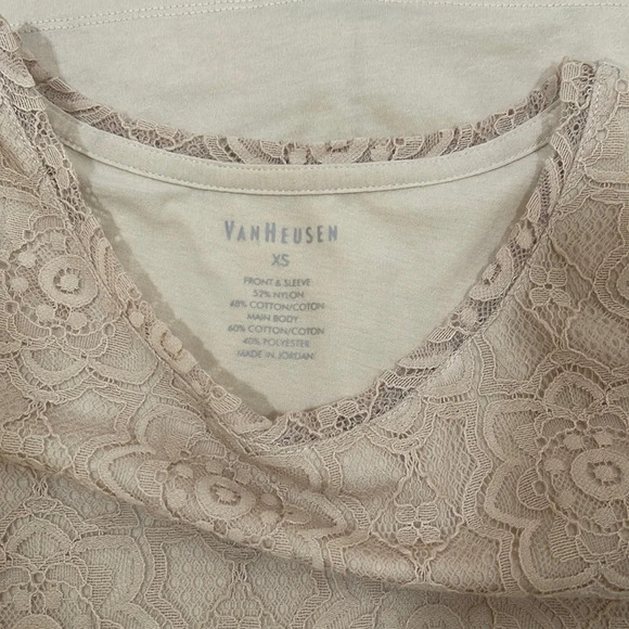 Women’s Van Heusen tan lace overlay t-shirt XS - Picture 3 of 3